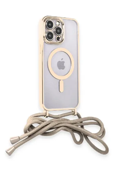 Newface iPhone 13 Pro Kılıf Divo Lazer Askılı Magsafe Kapak - Gold resmi