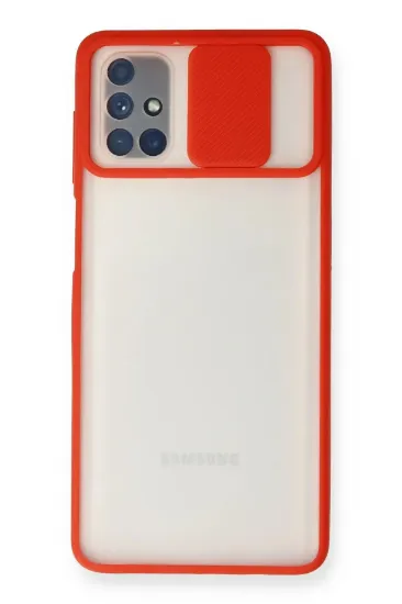 Newface Samsung Galaxy M51 Kılıf Palm Buzlu Kamera Sürgülü Silikon - Kırmızı resmi
