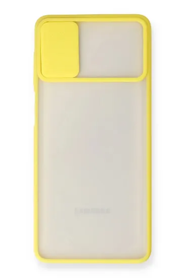 Newface Samsung Galaxy M51 Kılıf Palm Buzlu Kamera Sürgülü Silikon - Sarı resmi