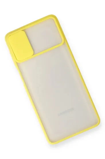 Newface Samsung Galaxy M51 Kılıf Palm Buzlu Kamera Sürgülü Silikon - Sarı resmi