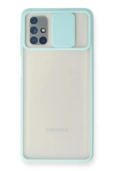 Newface Samsung Galaxy M51 Kılıf Palm Buzlu Kamera Sürgülü Silikon - Turkuaz resmi