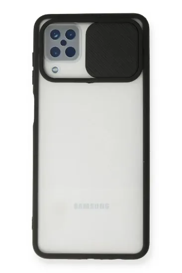 Newface Samsung Galaxy A12 Kılıf Palm Buzlu Kamera Sürgülü Silikon - Siyah resmi