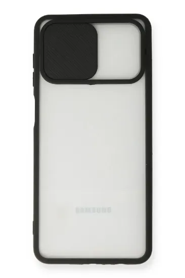 Newface Samsung Galaxy A12 Kılıf Palm Buzlu Kamera Sürgülü Silikon - Siyah resmi