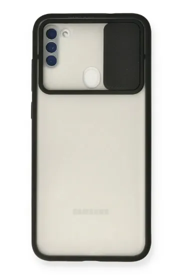 Newface Samsung Galaxy A11 Kılıf Palm Buzlu Kamera Sürgülü Silikon - Siyah resmi