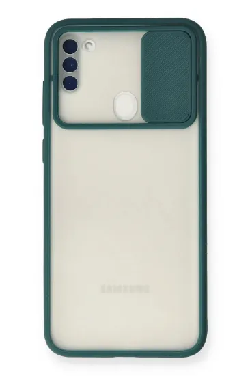 Newface Samsung Galaxy A11 Kılıf Palm Buzlu Kamera Sürgülü Silikon - Yeşil resmi