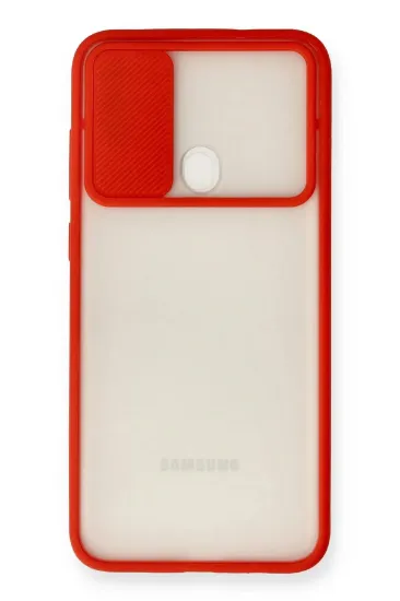 Newface Samsung Galaxy A11 Kılıf Palm Buzlu Kamera Sürgülü Silikon - Kırmızı resmi