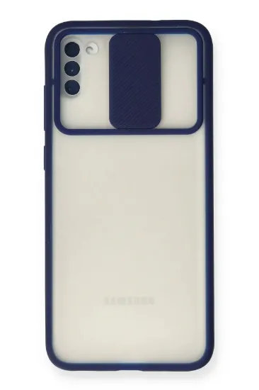 Newface Samsung Galaxy A11 Kılıf Palm Buzlu Kamera Sürgülü Silikon - Lacivert resmi