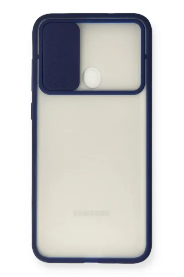 Newface Samsung Galaxy A11 Kılıf Palm Buzlu Kamera Sürgülü Silikon - Lacivert resmi