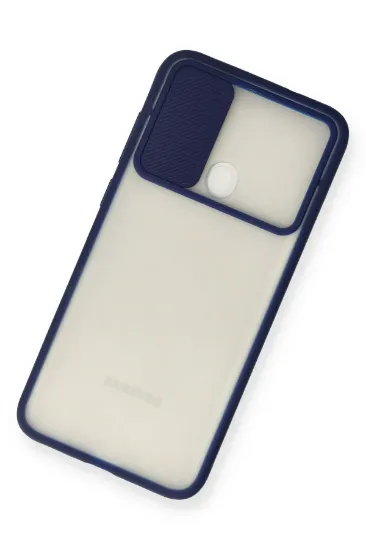 Newface Samsung Galaxy A11 Kılıf Palm Buzlu Kamera Sürgülü Silikon - Lacivert resmi