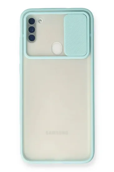Newface Samsung Galaxy A11 Kılıf Palm Buzlu Kamera Sürgülü Silikon - Turkuaz resmi