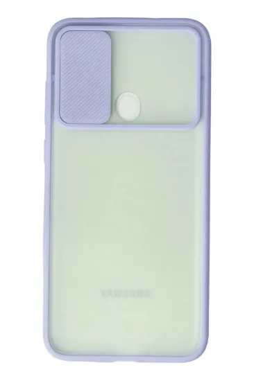 Newface Samsung Galaxy A11 Kılıf Palm Buzlu Kamera Sürgülü Silikon - Lila resmi