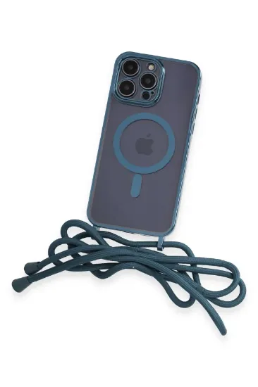 Newface iPhone 13 Pro Max Kılıf Divo Lazer Askılı Magsafe Kapak - Sierra Blue resmi
