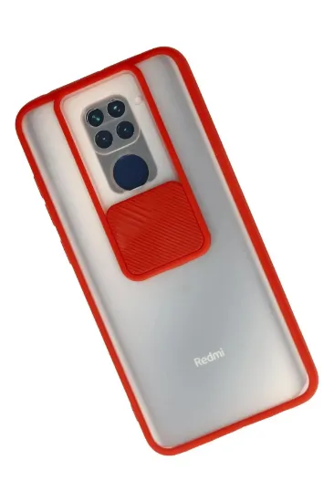 Newface Xiaomi Redmi Note 9 Kılıf Palm Buzlu Kamera Sürgülü Silikon - Kırmızı resmi