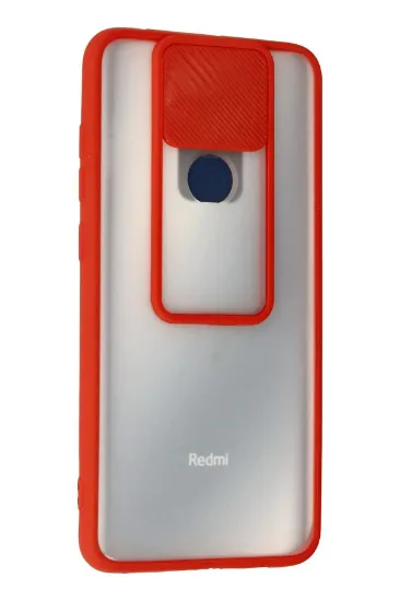 Newface Xiaomi Redmi Note 9 Kılıf Palm Buzlu Kamera Sürgülü Silikon - Kırmızı resmi