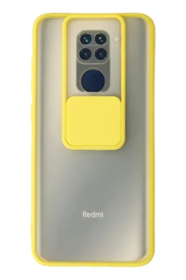 Newface Xiaomi Redmi Note 9 Kılıf Palm Buzlu Kamera Sürgülü Silikon - Sarı resmi