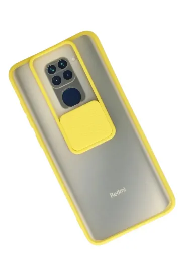 Newface Xiaomi Redmi Note 9 Kılıf Palm Buzlu Kamera Sürgülü Silikon - Sarı resmi