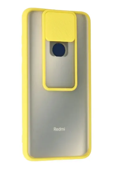 Newface Xiaomi Redmi Note 9 Kılıf Palm Buzlu Kamera Sürgülü Silikon - Sarı resmi