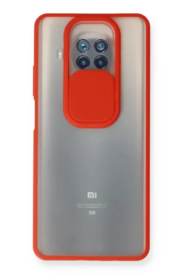 Newface Xiaomi Mi 10T Lite Kılıf Palm Buzlu Kamera Sürgülü Silikon - Kırmızı resmi