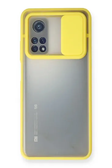 Newface Xiaomi Mi 10T Kılıf Palm Buzlu Kamera Sürgülü Silikon - Sarı resmi
