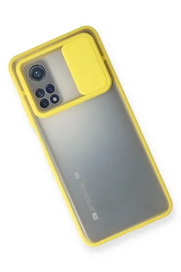 Newface Xiaomi Mi 10T Kılıf Palm Buzlu Kamera Sürgülü Silikon - Sarı resmi