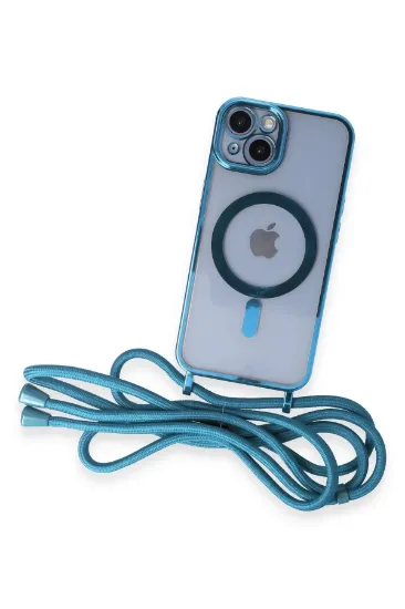 Newface iPhone 14 Kılıf Divo Lazer Askılı Magsafe Kapak - Sierra Blue resmi
