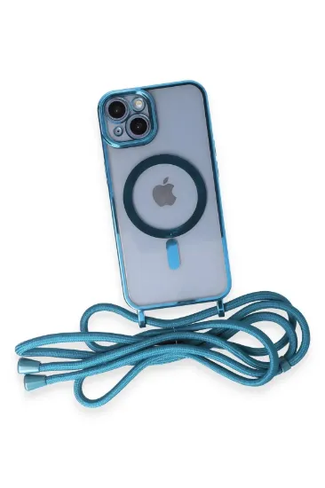 Newface iPhone 14 Kılıf Divo Lazer Askılı Magsafe Kapak - Sierra Blue resmi