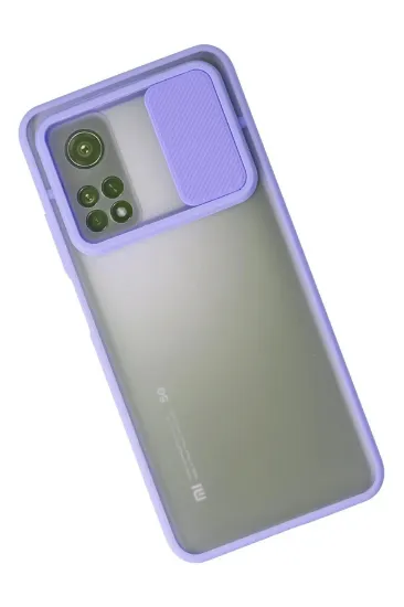 Newface Xiaomi Mi 10T Kılıf Palm Buzlu Kamera Sürgülü Silikon - Lila resmi