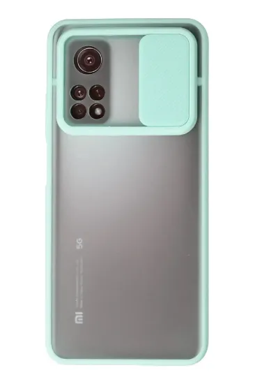 Newface Xiaomi Mi 10T Kılıf Palm Buzlu Kamera Sürgülü Silikon - Turkuaz resmi
