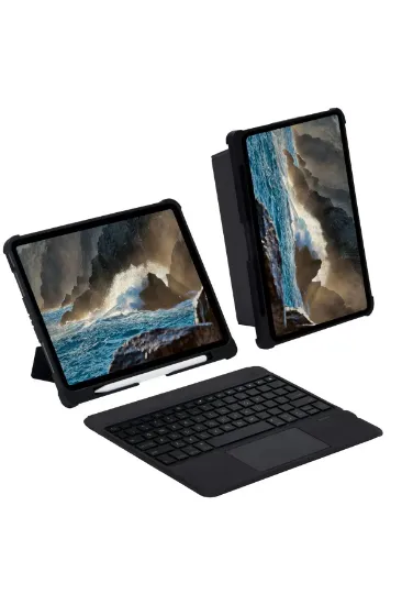 Newface T5209D iPad Pro 12.9 (2021) Kılıf İnter Ledli Klavyeli Tablet Kılıfı - Siyah resmi