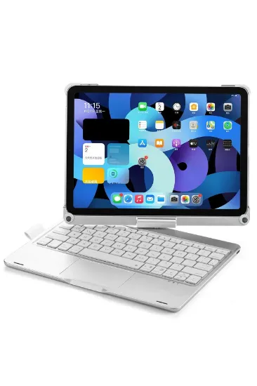 Newface iPad Pro 11 (2021) Kılıf Magic Dönen Klavyeli Tablet Kılıf - Gümüş resmi