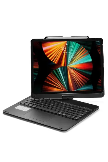Newface iPad Pro 12.9 (2021) Kılıf Magic Dönen Klavyeli Tablet Kılıf - Siyah resmi
