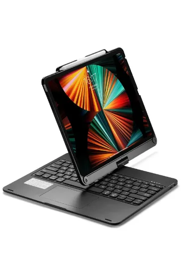 Newface iPad Pro 12.9 (2021) Kılıf Magic Dönen Klavyeli Tablet Kılıf - Siyah resmi