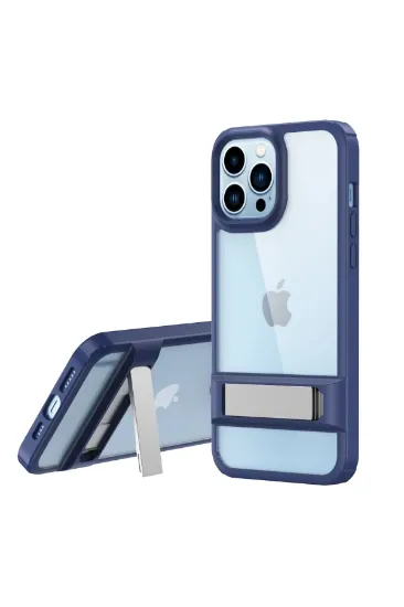 Newface iPhone 13 Pro Max Kılıf Rolet Stand Kapak - Lacivert resmi