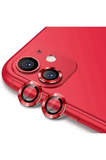 Newface iPhone 11 Valdez Metal Kamera Lens - Kırmızı resmi