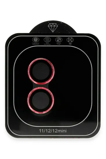 Newface iPhone 11 Valdez Metal Kamera Lens - Kırmızı resmi