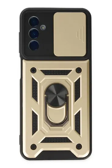 Newface Samsung Galaxy M13 Kılıf Pars Lens Yüzüklü Silikon - Gold resmi