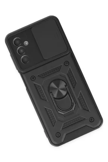 Newface Samsung Galaxy M13 Kılıf Pars Lens Yüzüklü Silikon - Siyah resmi