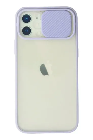 Newface iPhone 12 Kılıf Palm Buzlu Kamera Sürgülü Silikon - Lila resmi