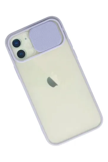 Newface iPhone 12 Kılıf Palm Buzlu Kamera Sürgülü Silikon - Lila resmi