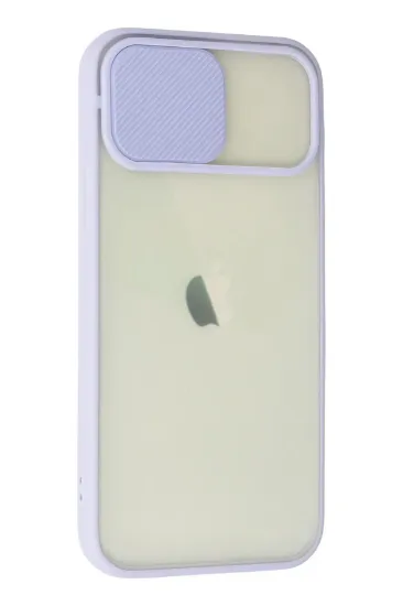 Newface iPhone 12 Kılıf Palm Buzlu Kamera Sürgülü Silikon - Lila resmi