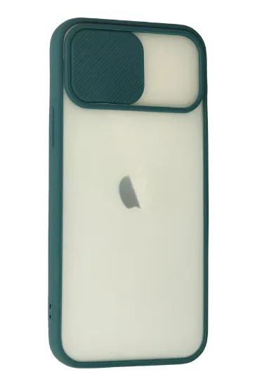 Newface iPhone 12 Kılıf Palm Buzlu Kamera Sürgülü Silikon - Yeşil resmi