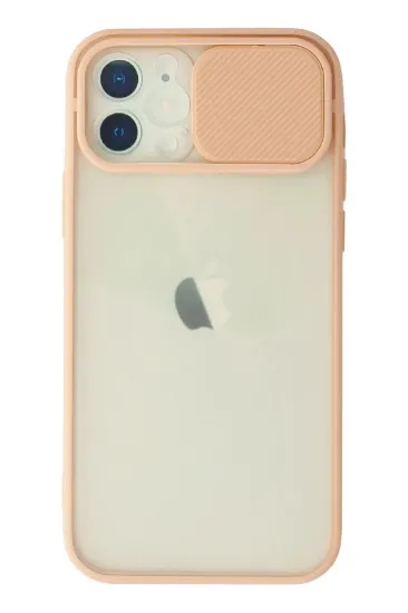 Newface iPhone 12 Kılıf Palm Buzlu Kamera Sürgülü Silikon - Pembe resmi