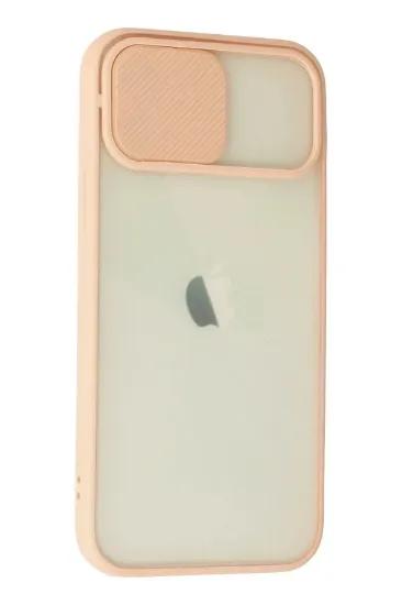 Newface iPhone 12 Kılıf Palm Buzlu Kamera Sürgülü Silikon - Pembe resmi