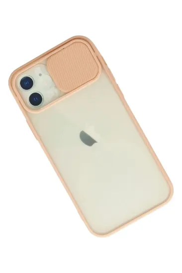 Newface iPhone 12 Kılıf Palm Buzlu Kamera Sürgülü Silikon - Pembe resmi