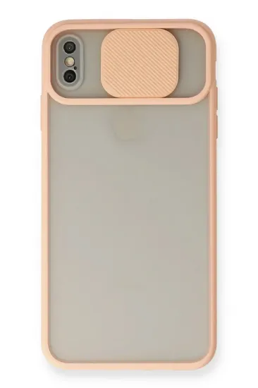 Newface iPhone XS Max Kılıf Palm Buzlu Kamera Sürgülü Silikon - Pembe resmi