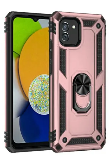 Newface Samsung Galaxy A03 Kılıf Sofya Yüzüklü Silikon Kapak - Rose resmi