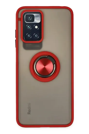 Newface Xiaomi Redmi 10 2022 Kılıf Montreal Yüzüklü Silikon Kapak - Kırmızı resmi