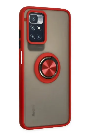 Newface Xiaomi Redmi 10 2022 Kılıf Montreal Yüzüklü Silikon Kapak - Kırmızı resmi