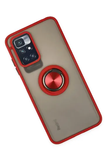 Newface Xiaomi Redmi 10 2022 Kılıf Montreal Yüzüklü Silikon Kapak - Kırmızı resmi
