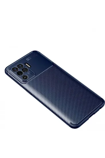 Newface Oppo Reno 5 Lite Kılıf Auto Focus Karbon Kapak - Lacivert resmi